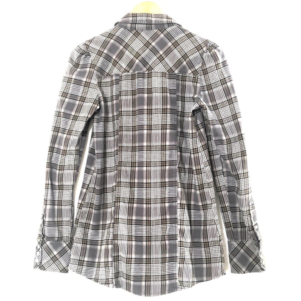 💙3/$25 RUBBISH Cute Fitted Stretch Flannel Button Down Ruffle Detail Shirt - Picture 5 of 8